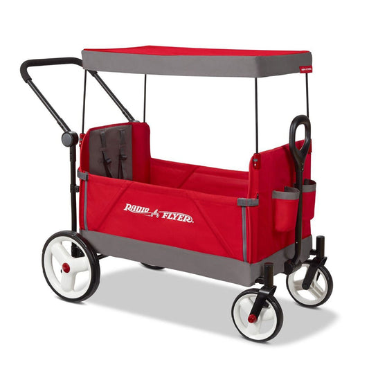 Radio Flyer Convertible Stroll N Wagon with Push and Pull Handle, Red/Black - Angler's Pro Tackle & Outdoors