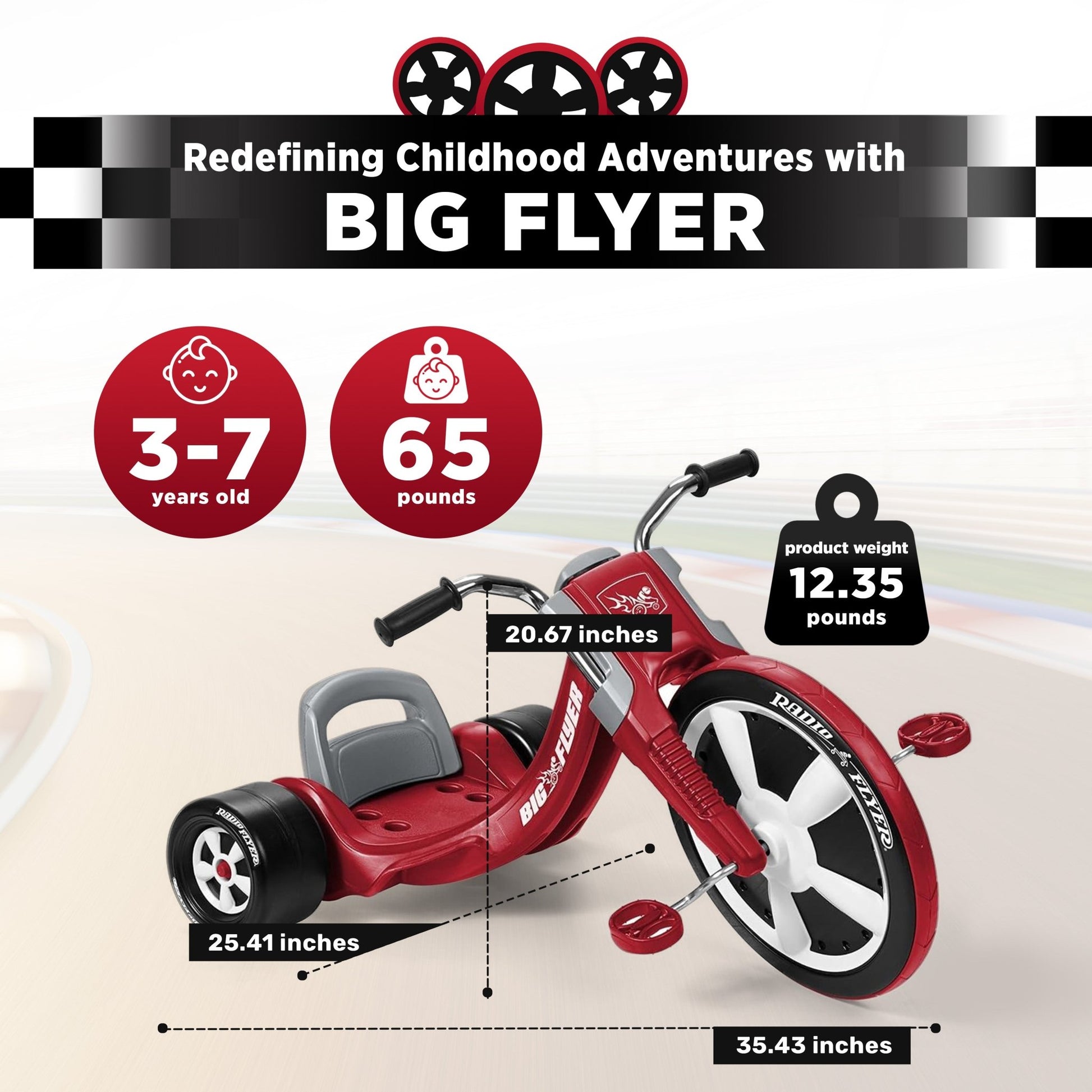 Radio Flyer Deluxe Big Flyer Big Front Wheel Chopper Style Trike for Ages 3 to 7 - Angler's Pro Tackle & Outdoors