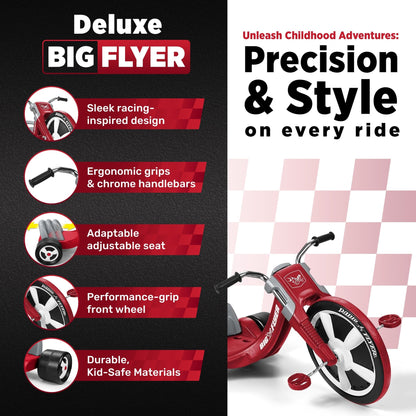 Radio Flyer Deluxe Big Flyer Big Front Wheel Chopper Style Trike for Ages 3 to 7 - Angler's Pro Tackle & Outdoors