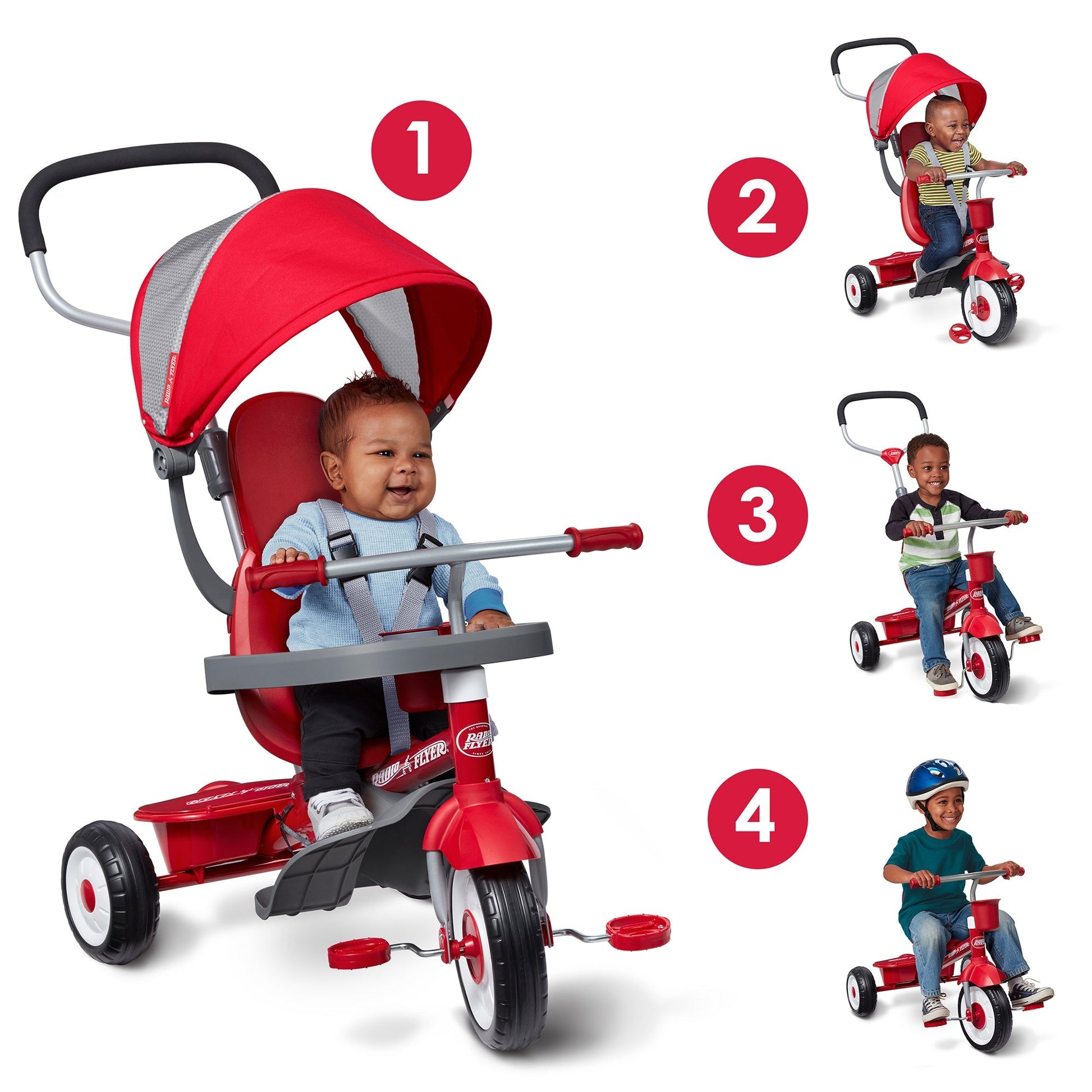 Radio Flyer EZ Fold 4 - in - 1 Stroll 'N Trike Infant Toddler Stroller Tricycle, Red - Angler's Pro Tackle & Outdoors