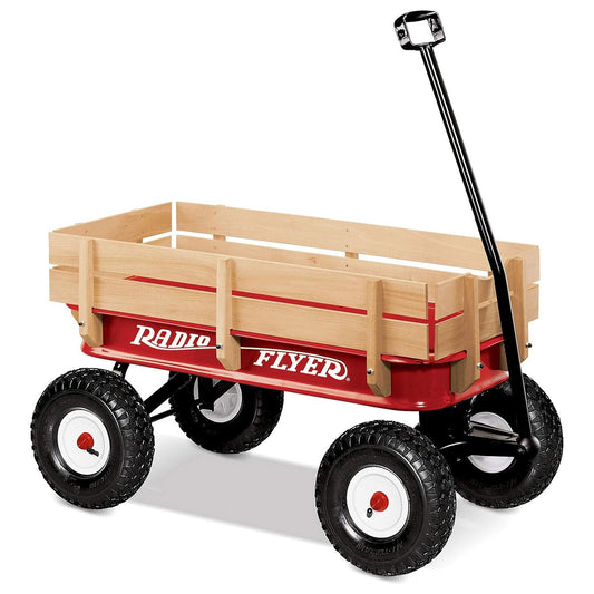 Radio Flyer Full Size All Terrain Classic Steel and Wood Pull Along Wagon, Red - Angler's Pro Tackle & Outdoors