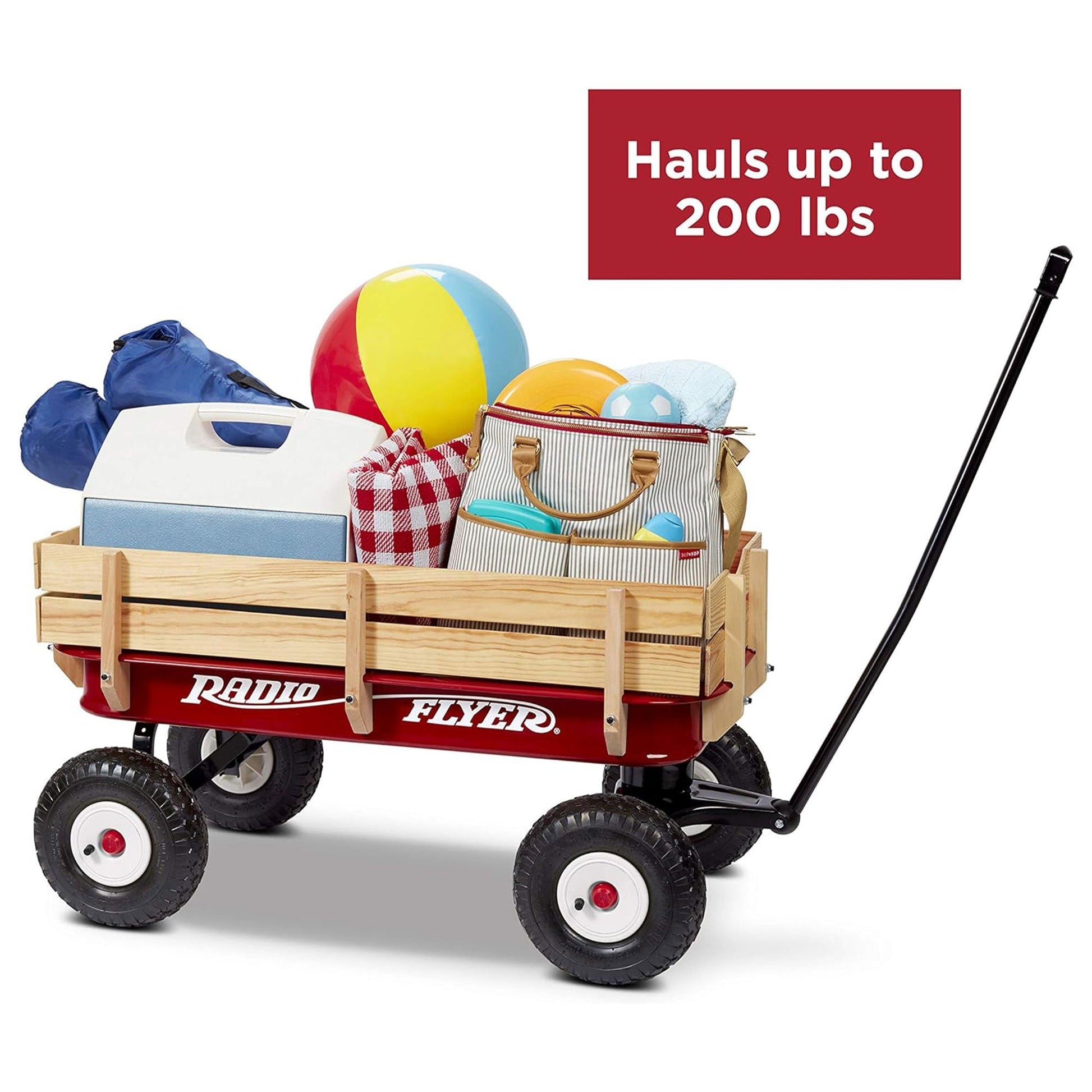 Radio Flyer Full Size All Terrain Classic Steel and Wood Pull Along Wagon, Red - Angler's Pro Tackle & Outdoors