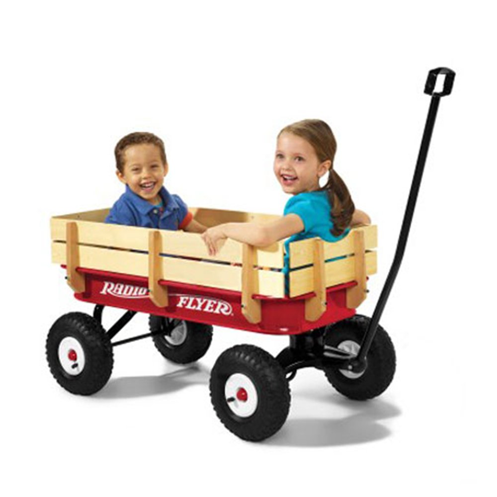 Radio Flyer Full Size All Terrain Classic Steel & Wood Pull Along Wagon (2 Pack) - Angler's Pro Tackle & Outdoors