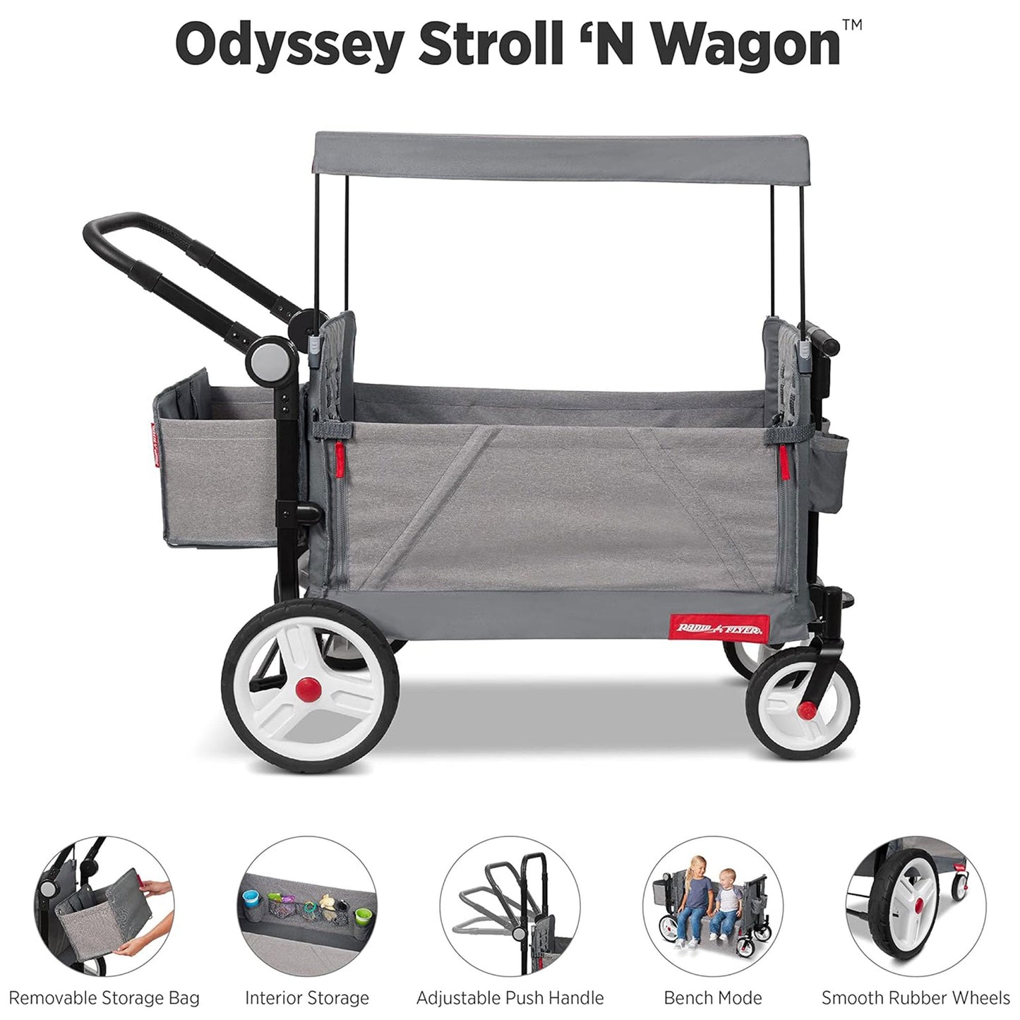 Radio Flyer Odyssey Collapsible Stroll N Wagon with Storage Bag, Light Gray - Angler's Pro Tackle & Outdoors