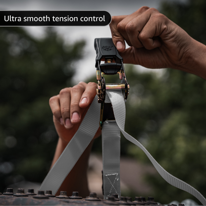 Jaco Tie Down Ratchet Straps (4 Pack) - 1 in x 15 ft | AAR Certified Break Strength (1,823 lbs) | Cargo Tie Down Set
