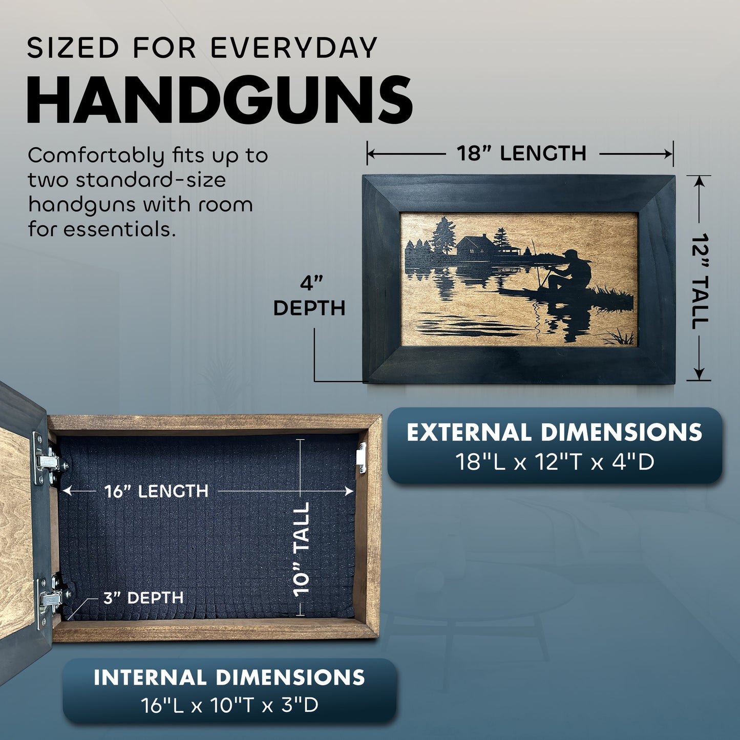 Bellewood Designs - Hidden Gun Storage Cabinet I'd Rather Be Fishing