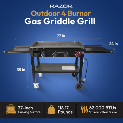 Razor Griddle GGC1643M 37 Inch Outdoor 4 Burner LP Propane Gas Griddle Grill - Angler's Pro Tackle & Outdoors