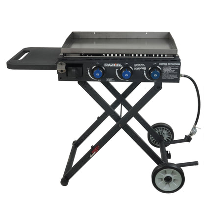 Razor Griddle Portable 3 Burner 30K BTU Gas Grill & Griddle Cart with Side Shelf - Angler's Pro Tackle & Outdoors