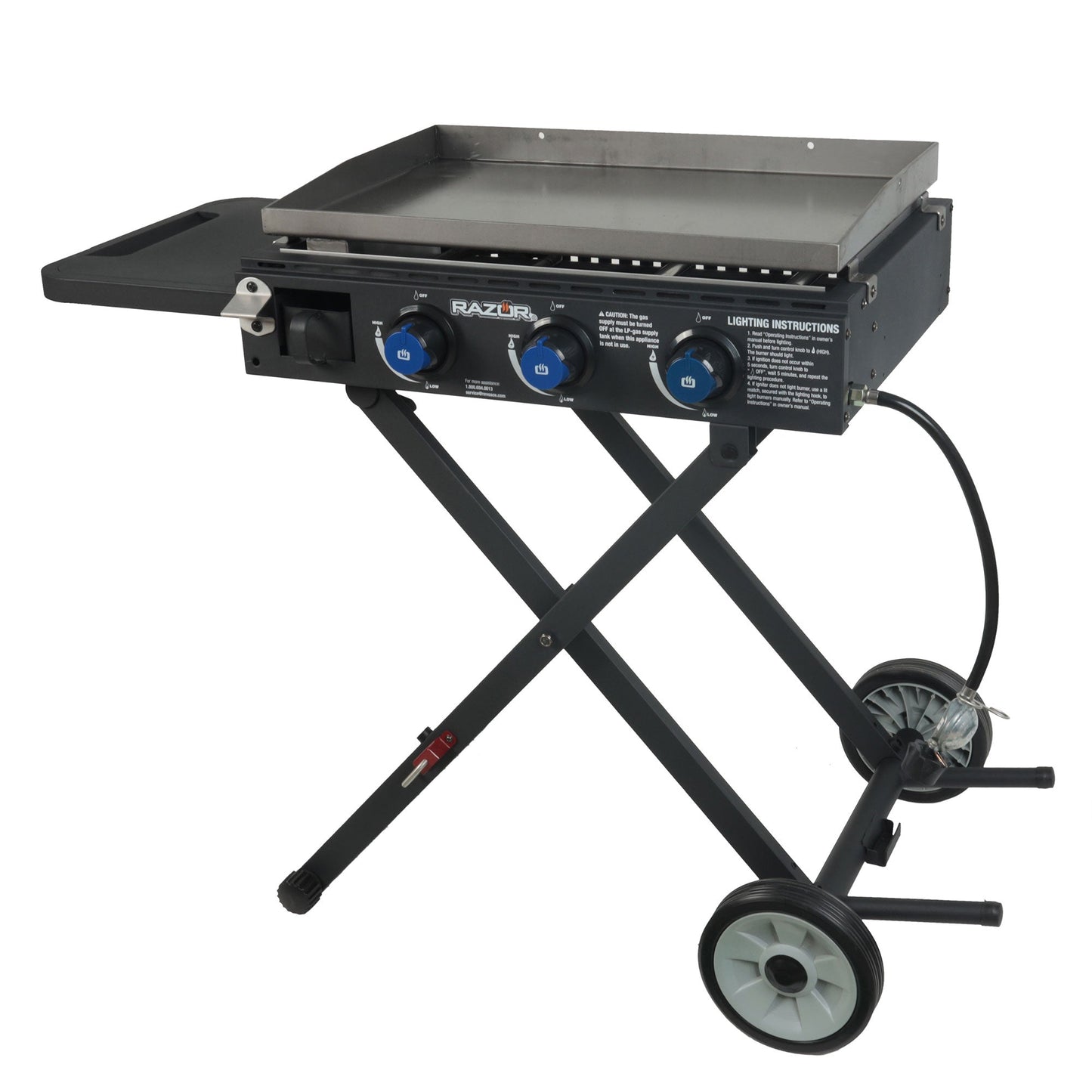 Razor Griddle Portable 3 Burner 30K BTU Gas Grill & Griddle Cart with Side Shelf - Angler's Pro Tackle & Outdoors