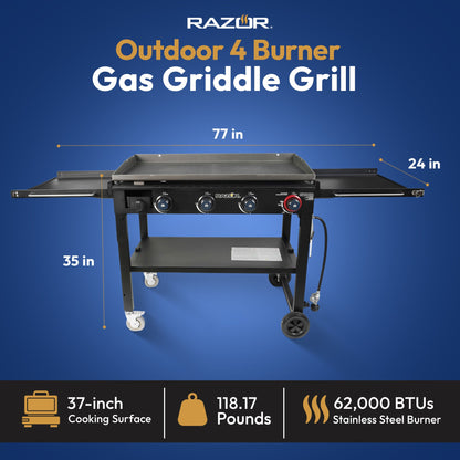 Razor Griddle GGC1643M 37 Inch Outdoor 4 Burner LP Propane Gas Griddle Grill
