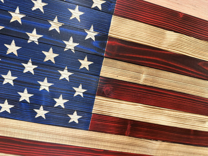 Bellewood Designs - Large American Flag Hidden Gun Storage Cabinet (Red and Blue)