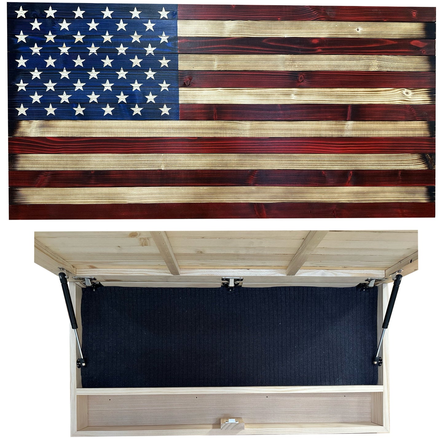 Bellewood Designs - Large American Flag Hidden Gun Storage Cabinet (Red and Blue)