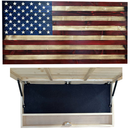 Bellewood Designs - Large American Flag Hidden Gun Storage Cabinet (Red and Blue)