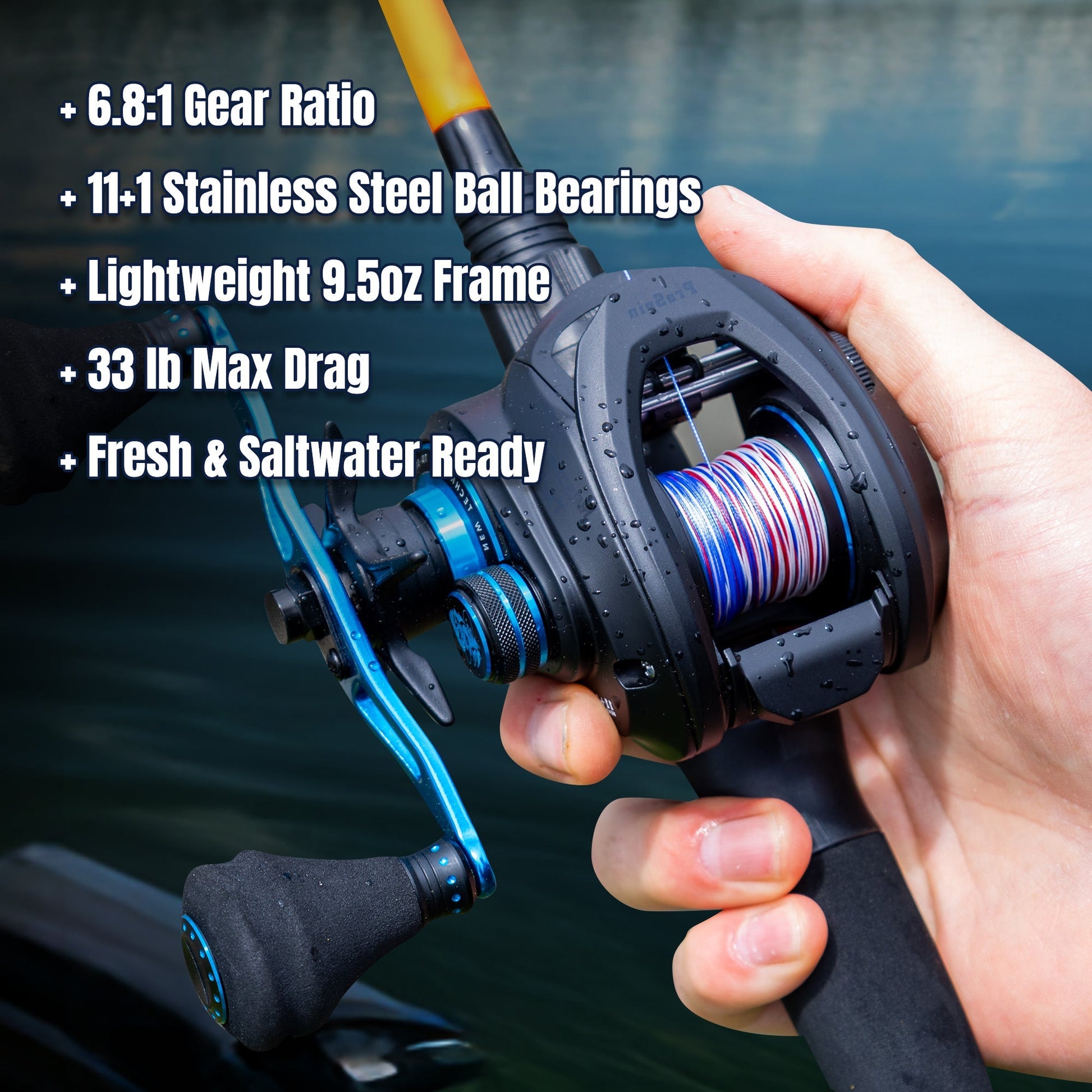 Reaction Tackle Baitcasting Fishing Reel – ProSpin Edition - 6.8:1 Gear Ratio - NEW - Angler's Pro Tackle & Outdoors