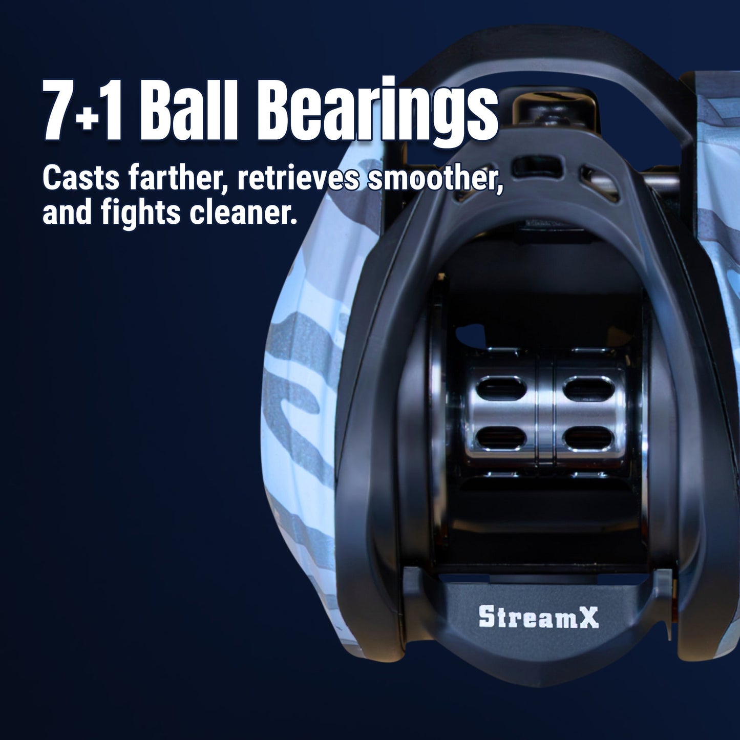Reaction Tackle Baitcasting Fishing Reel - StreamX Edition - 7.5:1 gear ratio - NEW - Angler's Pro Tackle & Outdoors