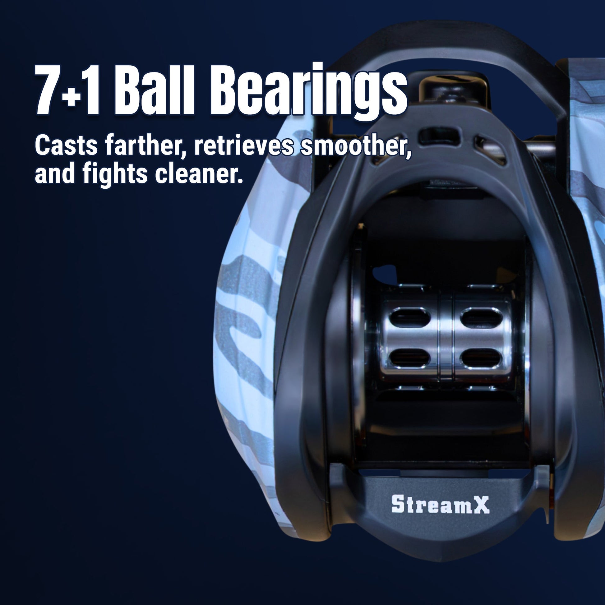 Reaction Tackle Baitcasting Fishing Reel - StreamX Edition - 7.5:1 gear ratio - NEW - Angler's Pro Tackle & Outdoors