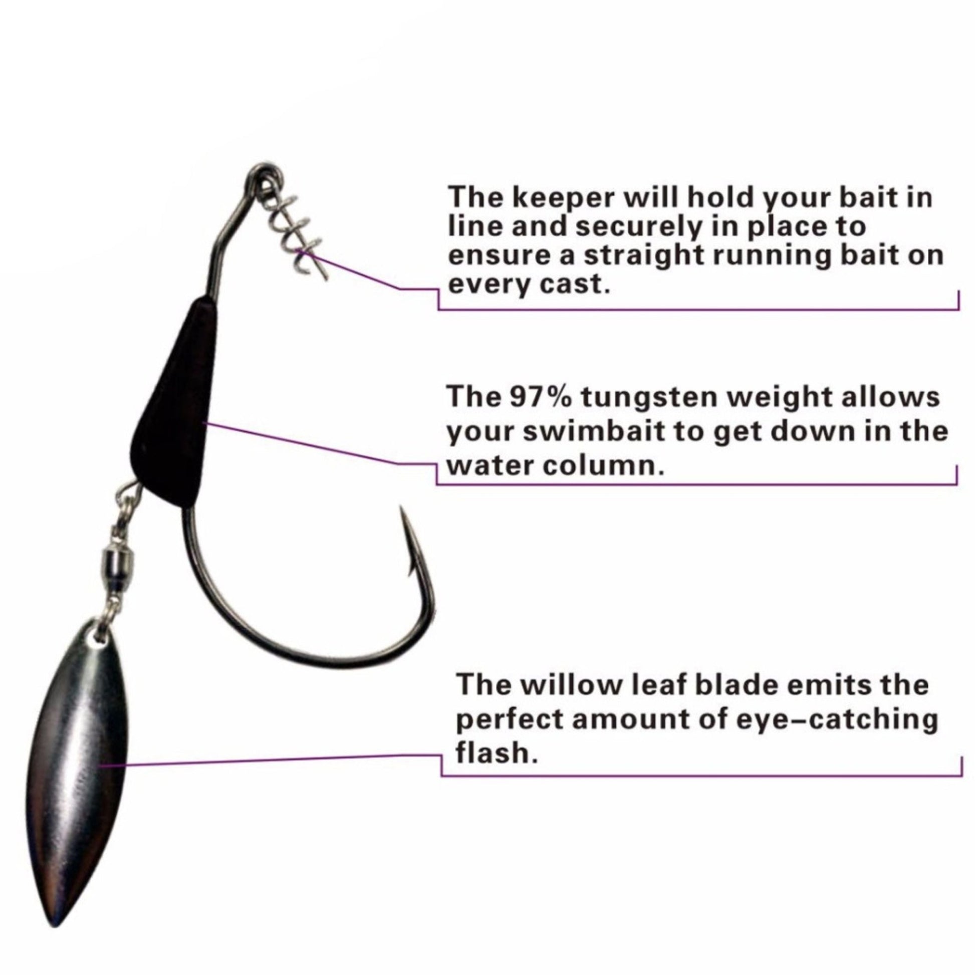 Reaction Tackle Bladed/Tungsten Weighted Swimbait Hooks - 3 - Pack - Angler's Pro Tackle & Outdoors