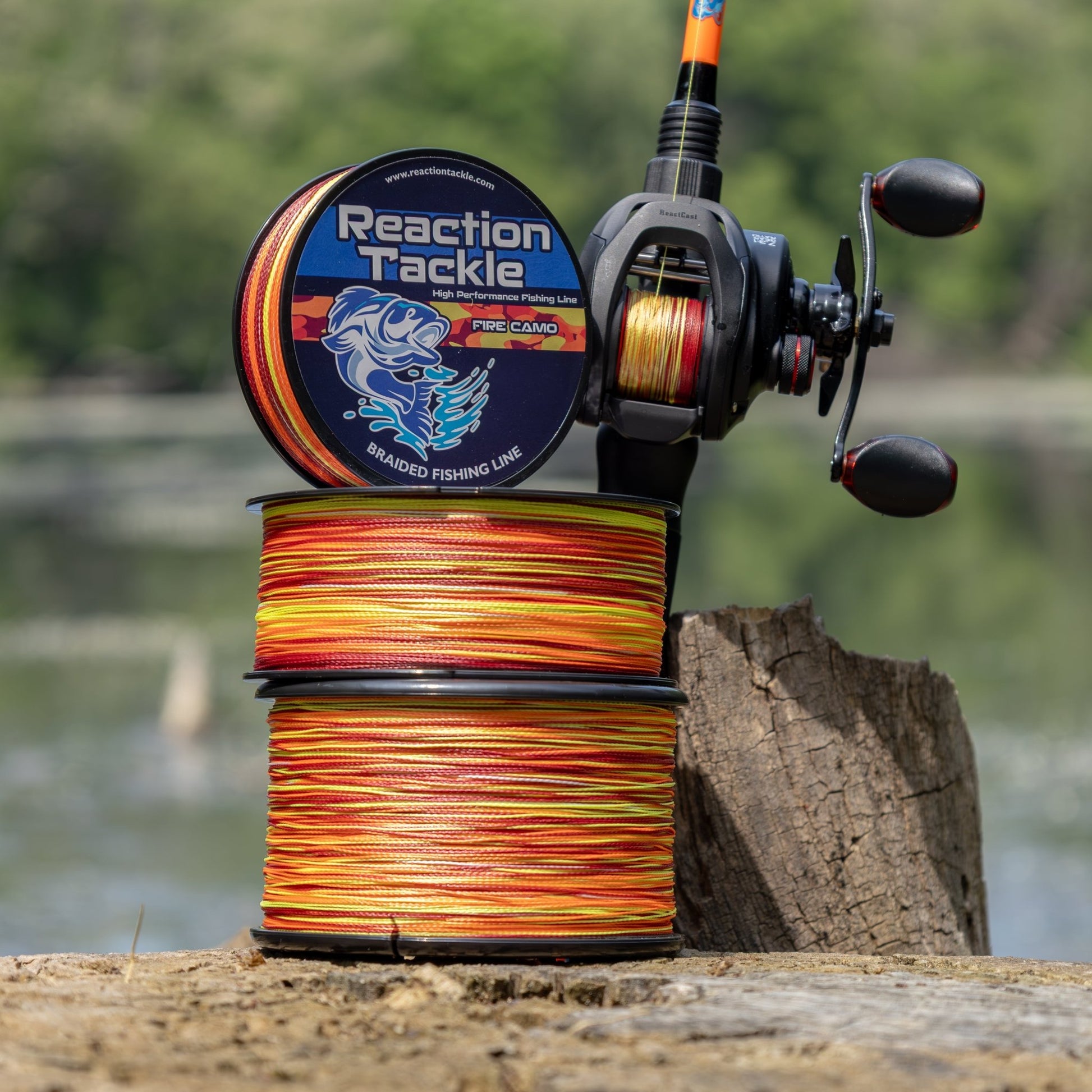 Reaction Tackle Braided Fishing Line - Fire Camo - NEW - Angler's Pro Tackle & Outdoors