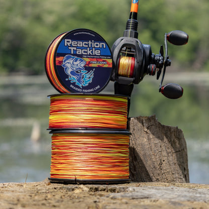 Reaction Tackle Braided Fishing Line - Fire Camo - NEW - Angler's Pro Tackle & Outdoors