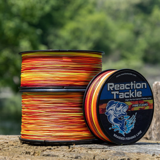 Reaction Tackle Braided Fishing Line - Fire Camo - NEW - Angler's Pro Tackle & Outdoors