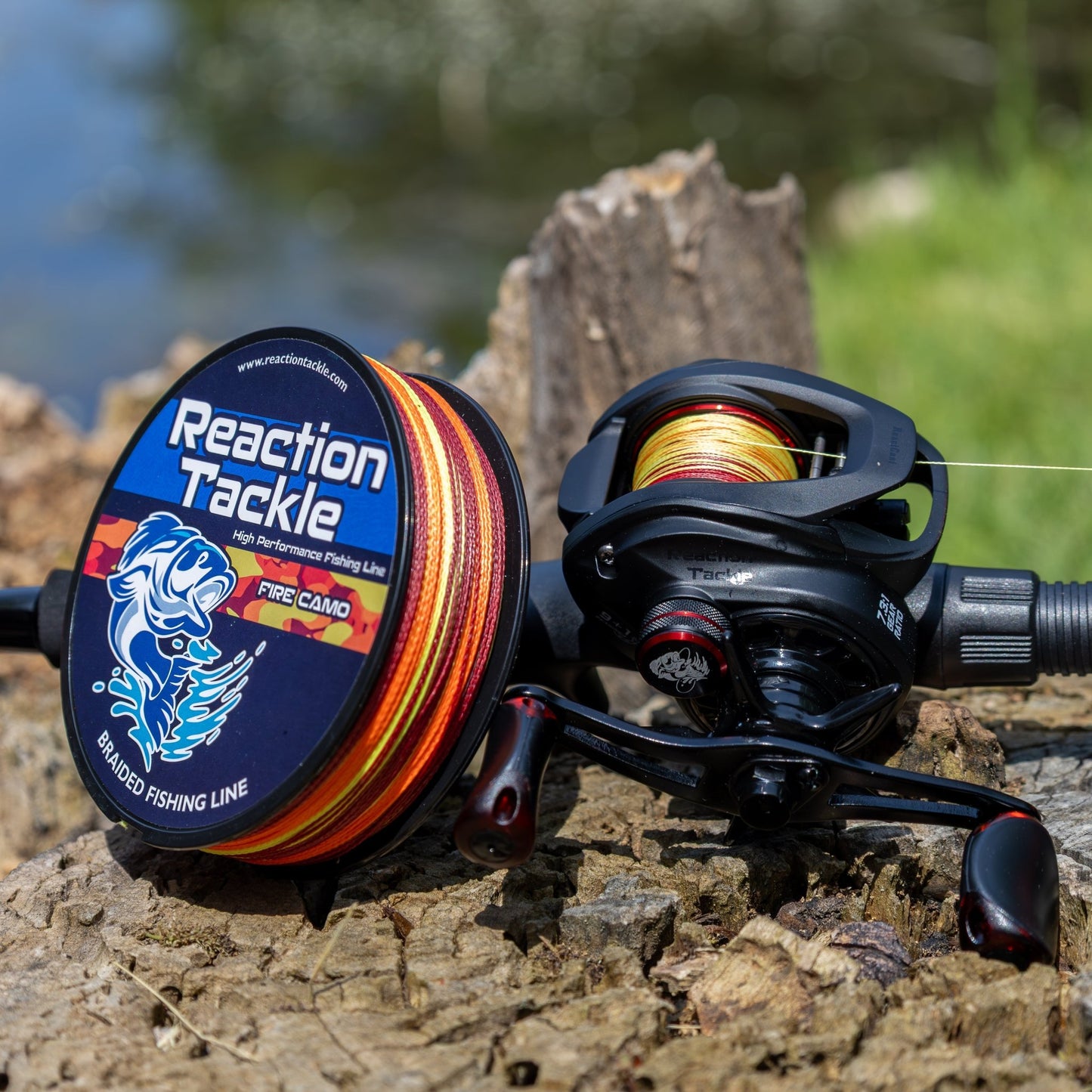 Reaction Tackle Braided Fishing Line - Fire Camo - NEW - Angler's Pro Tackle & Outdoors