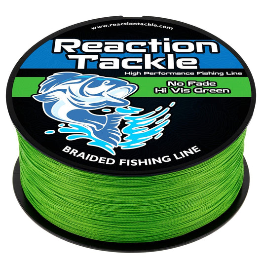 Reaction Tackle Braided Fishing Line - NO FADE Hi Vis Green - Angler's Pro Tackle & Outdoors