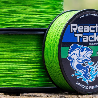 Reaction Tackle Braided Fishing Line - NO FADE Hi Vis Green - NEW - Angler's Pro Tackle & Outdoors