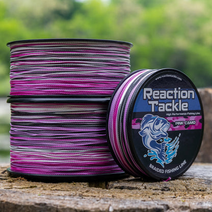 Reaction Tackle Braided Fishing Line - Pink Camo - NEW - Angler's Pro Tackle & Outdoors