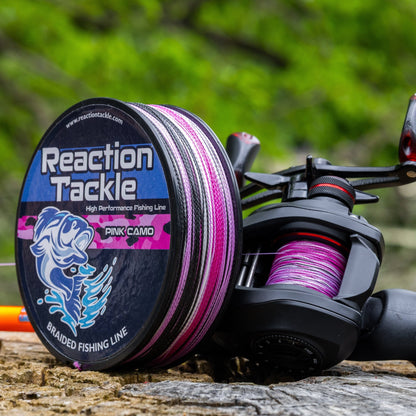 Reaction Tackle Braided Fishing Line - Pink Camo - NEW - Angler's Pro Tackle & Outdoors