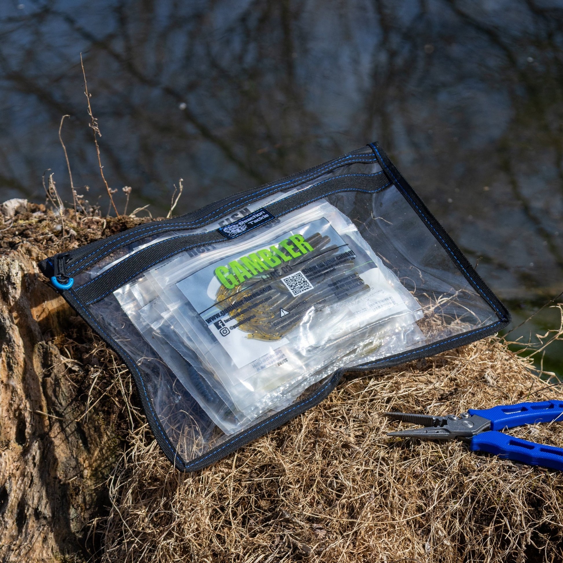 Reaction Tackle Clear Storage Bag Tackle Pak - Water - Resistant Plastic Storage - Angler's Pro Tackle & Outdoors