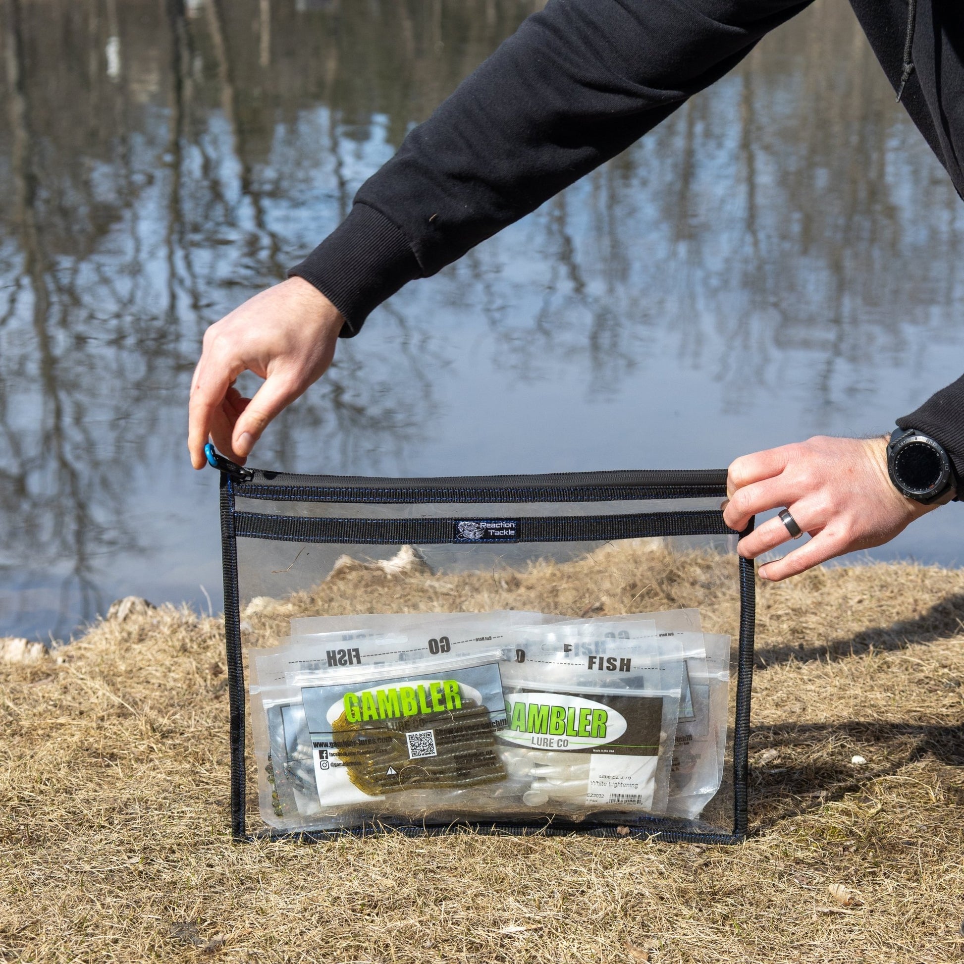 Reaction Tackle Clear Storage Bag Tackle Pak - Water - Resistant Plastic Storage - Angler's Pro Tackle & Outdoors