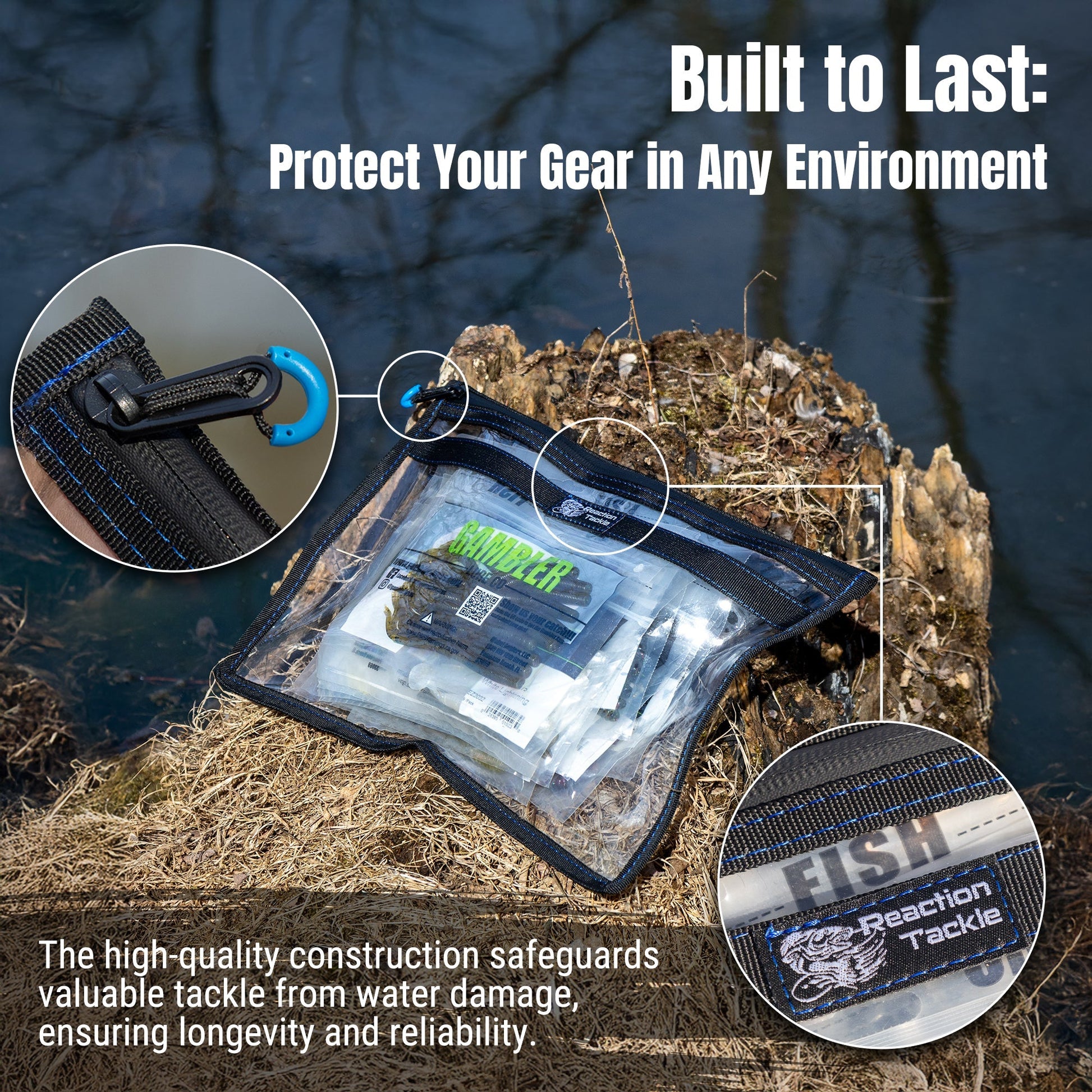Reaction Tackle Clear Storage Bag Tackle Pak - Water - Resistant Plastic Storage - Angler's Pro Tackle & Outdoors