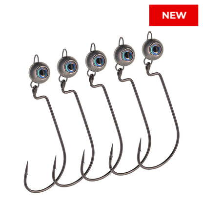 Reaction Tackle Free Swing Jig Head with Realistic Eye 5 - Pack - Ideal for Ned Rig and Texas Rig - 97% Tungsten - Angler's Pro Tackle & Outdoors