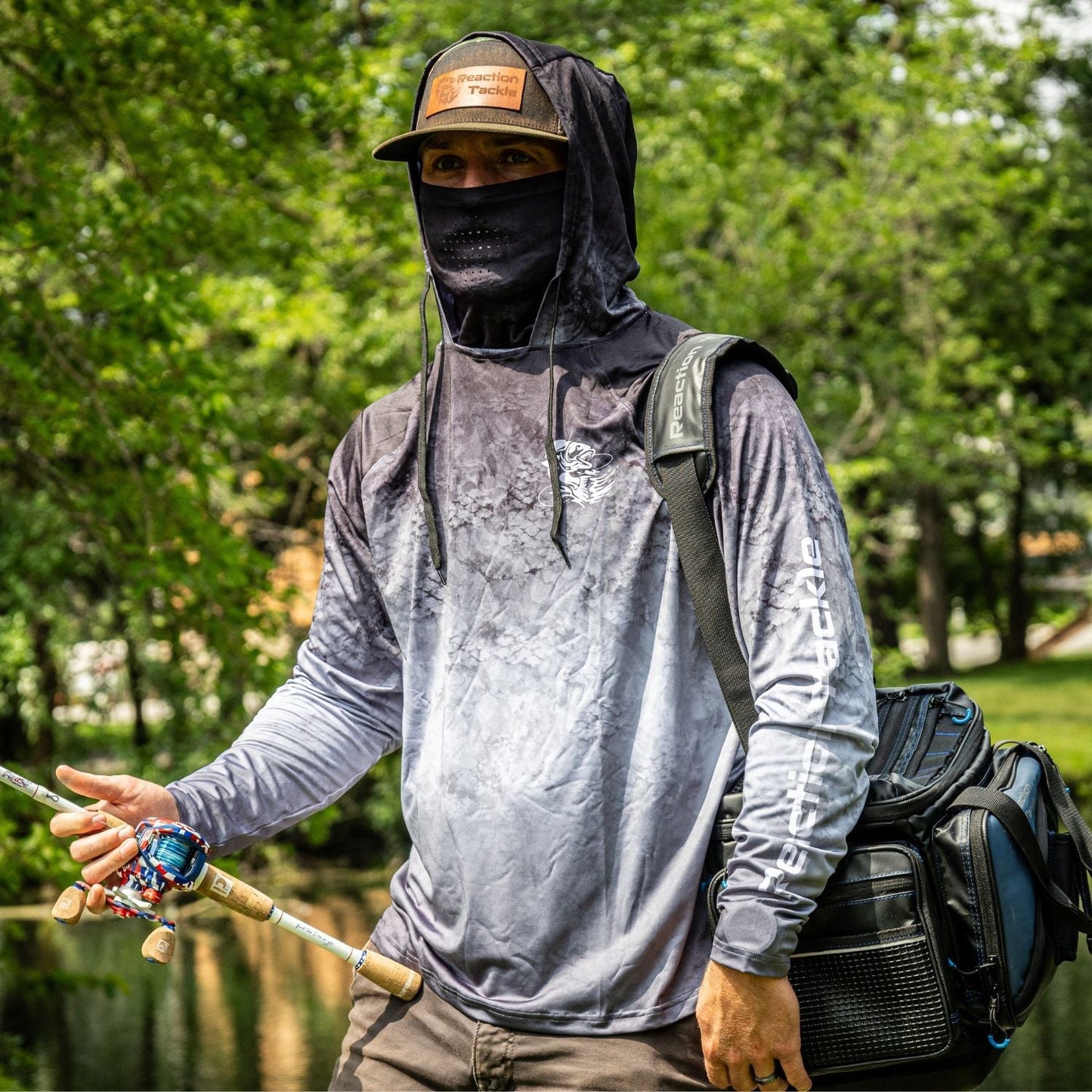 Reaction Tackle SPF UPF 50+ Long Sleeve/Hood/Gaiter Fishing Shirt - Angler's Pro Tackle & Outdoors