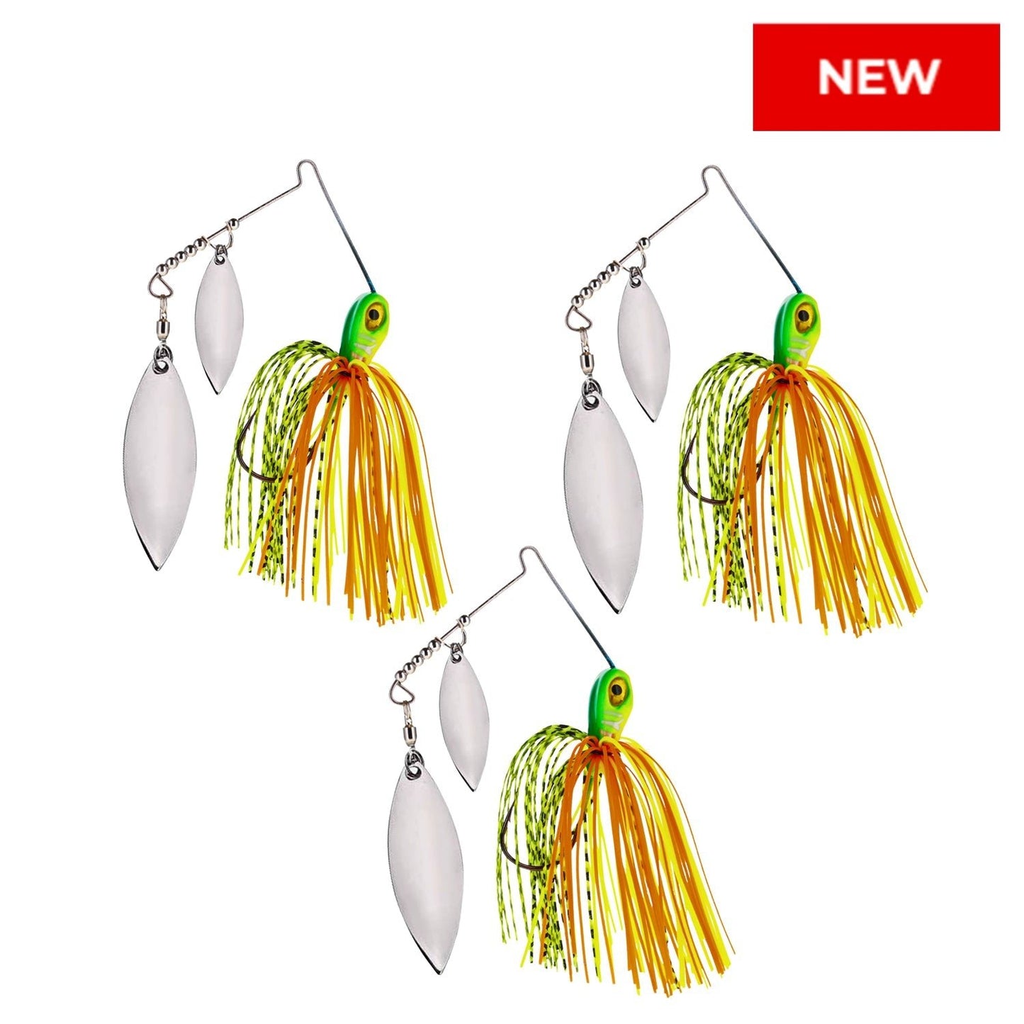 Reaction Tackle Spinnerbaits – 3 - Pack, Double Willow, Ideal for Bass, Pike, and More! - Angler's Pro Tackle & Outdoors