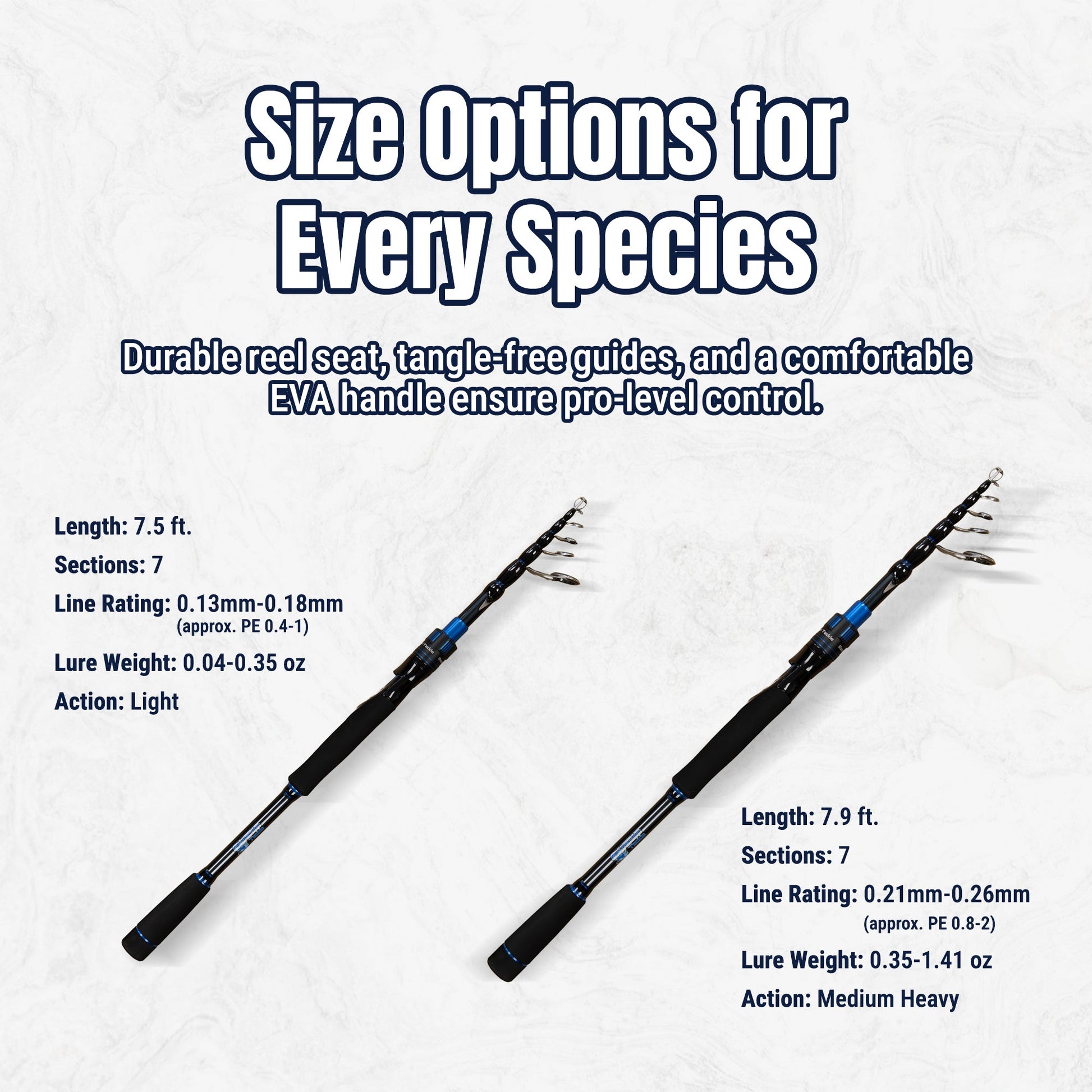 Reaction Tackle Telescopic Spinning Rod – Carbon Travel Fishing Rod – Collapsible Rod for Freshwater and Saltwater - NEW - Angler's Pro Tackle & Outdoors