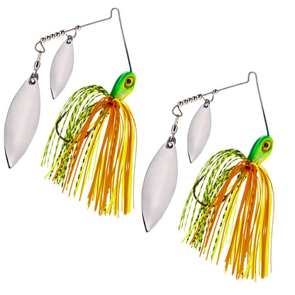 Reaction Tackle Tungsten Double Willow Spinnerbaits – 2 - Pack, Available in a Range of Colors for Superior Performance - Angler's Pro Tackle & Outdoors