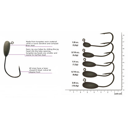 Reaction Tackle Tungsten Tube Jig Heads - 5 - Pack - Angler's Pro Tackle & Outdoors