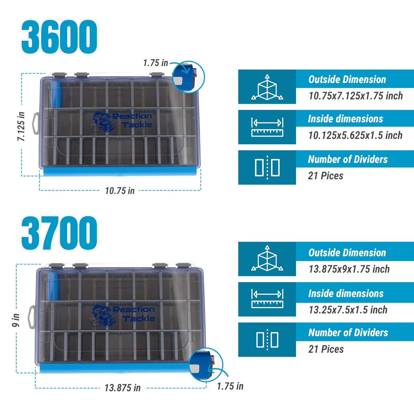 Reaction Tackle Ultra Elite Tackle Tray - Water Resistant with Single Clip Design - Angler's Pro Tackle & Outdoors