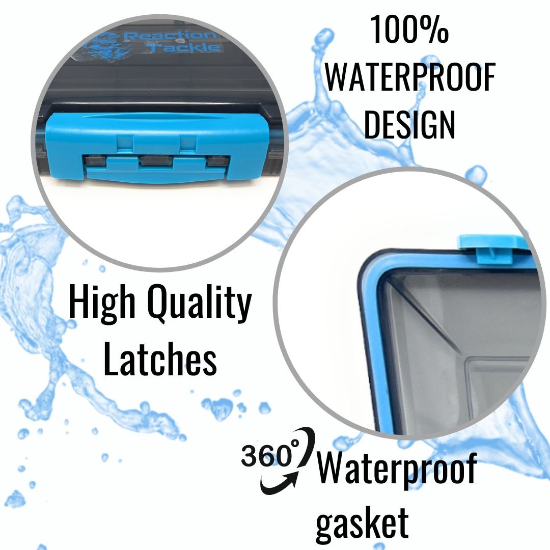 Reaction Tackle Waterproof Tackle Trays - 100% Secure with 3 Clips - Angler's Pro Tackle & Outdoors