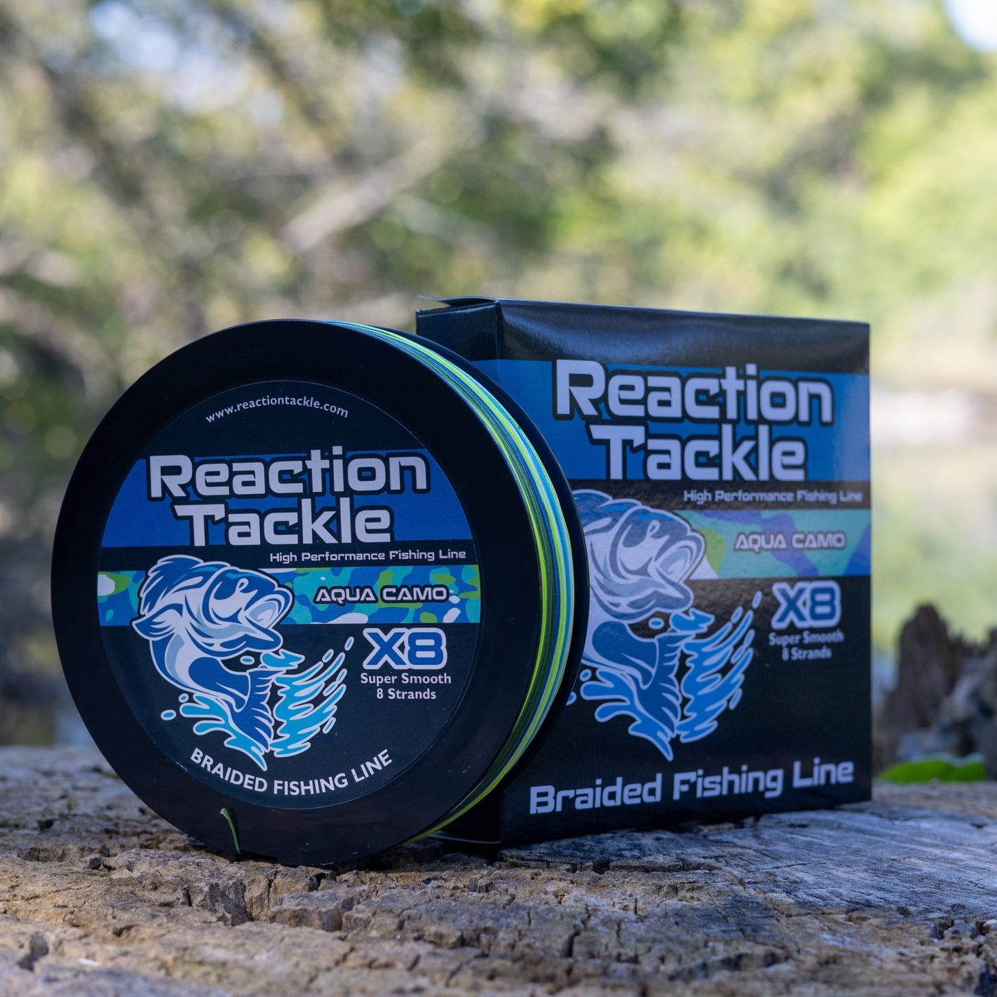 Reaction Tackle X8 Braided Fishing Line - Aqua Camo 8 Strand - Angler's Pro Tackle & Outdoors