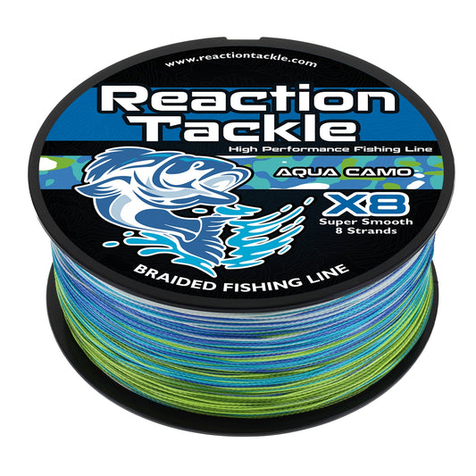 Reaction Tackle X8 Braided Fishing Line - Aqua Camo 8 Strand - Angler's Pro Tackle & Outdoors