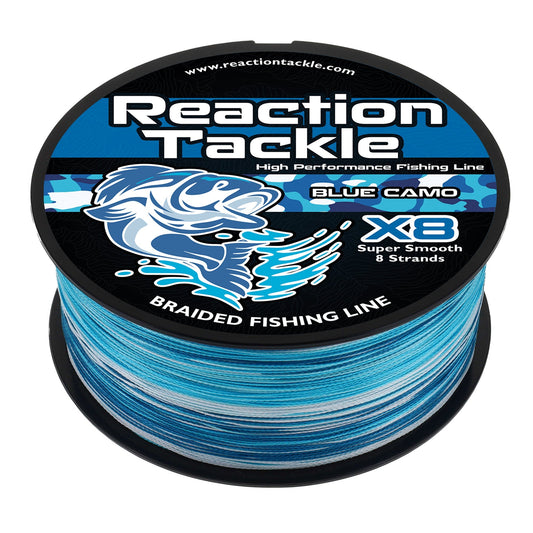 Reaction Tackle X8 Braided Fishing Line - Blue Camo 8 Strand - Angler's Pro Tackle & Outdoors