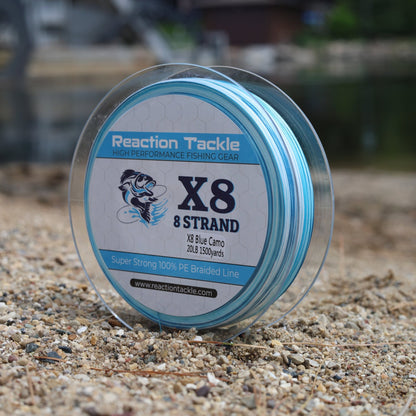 Reaction Tackle X8 Braided Fishing Line - Blue Camo 8 Strand - Angler's Pro Tackle & Outdoors