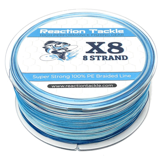 Reaction Tackle X8 Braided Fishing Line - Blue Camo 8 Strand - Angler's Pro Tackle & Outdoors