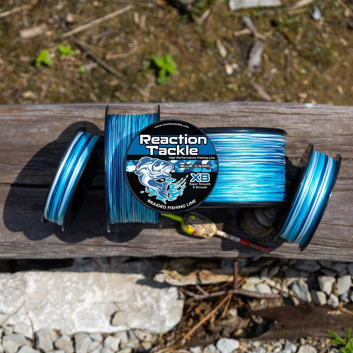 Reaction Tackle X8 Braided Fishing Line - Blue Camo 8 Strand - Angler's Pro Tackle & Outdoors