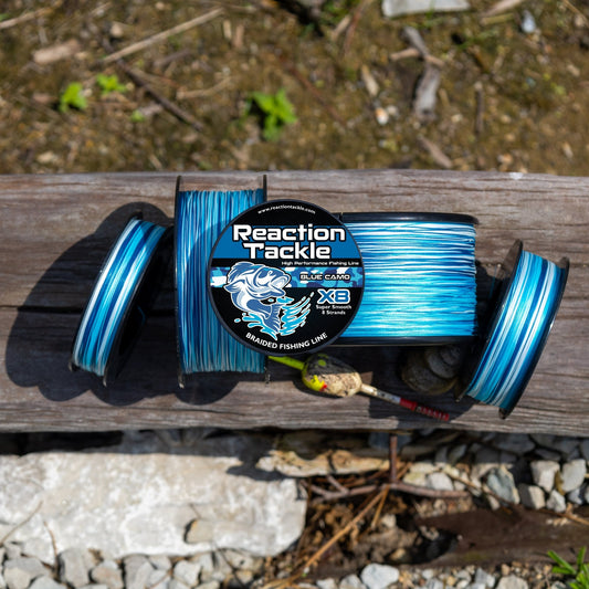 Reaction Tackle X8 Braided Fishing Line - Blue Camo 8 Strand - Angler's Pro Tackle & Outdoors