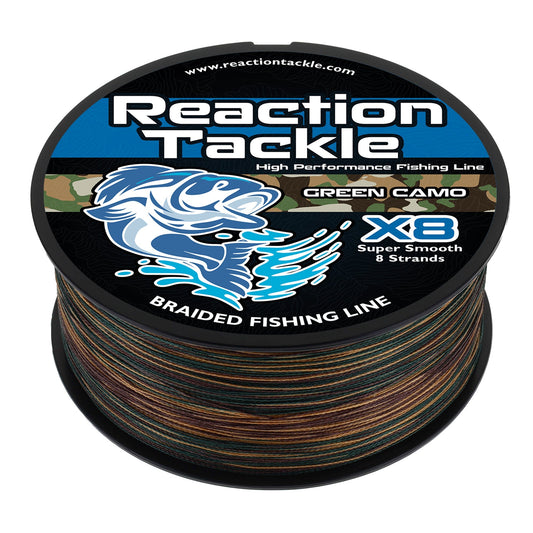 Reaction Tackle X8 Braided Fishing Line - Green Camo 8 Strand - Angler's Pro Tackle & Outdoors