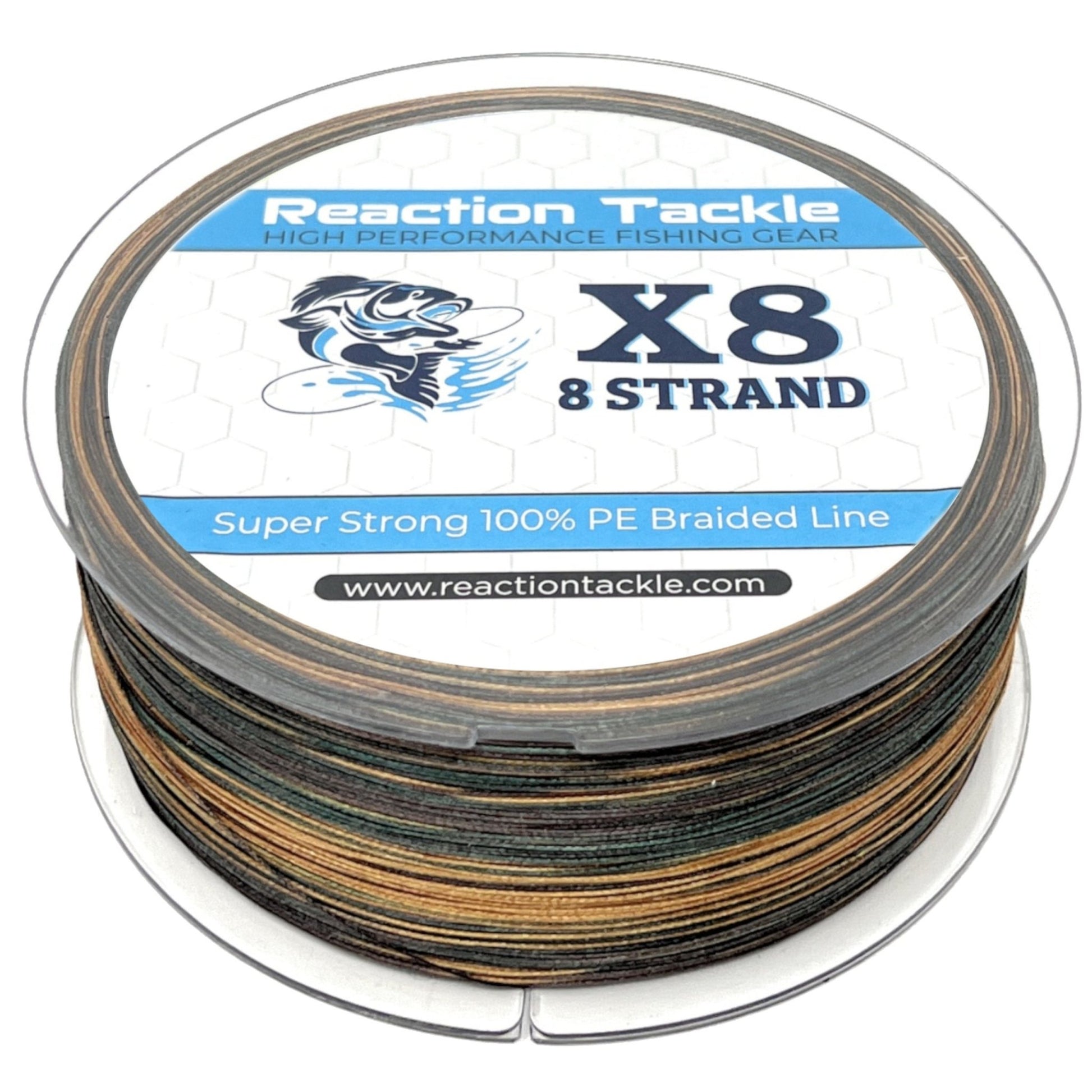 Reaction Tackle X8 Braided Fishing Line - Green Camo 8 Strand - Angler's Pro Tackle & Outdoors