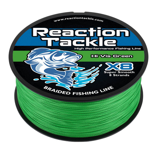 Reaction Tackle X8 Braided Fishing Line - Hi Vis Green 8 Strand - Angler's Pro Tackle & Outdoors